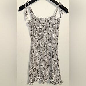 Express Gray and Black Snakeskin Print Dress with Tie Straps